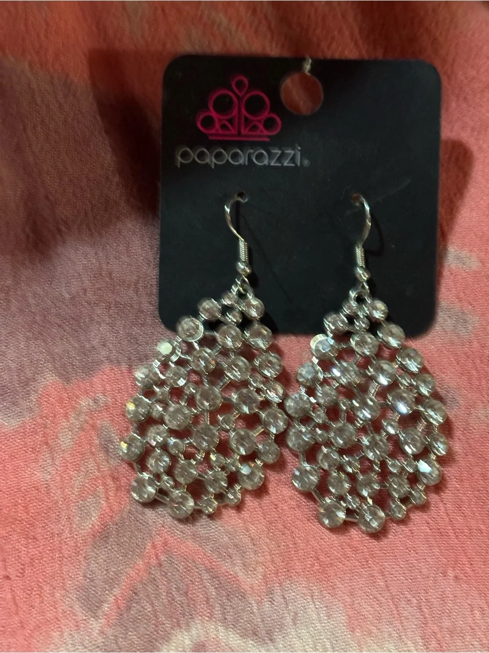 paparazzi Silver Crystal Dangle Earrings